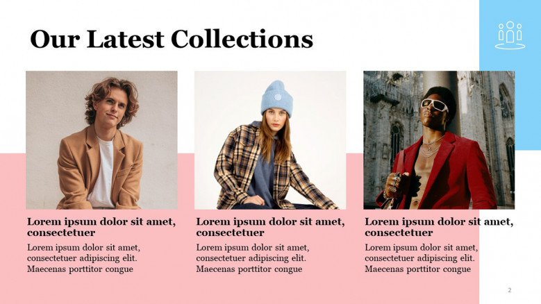 Fashion Collection PowerPoint Slide in blue and pink pastel colors