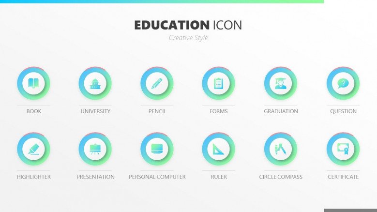 education icons in blue and green creative style