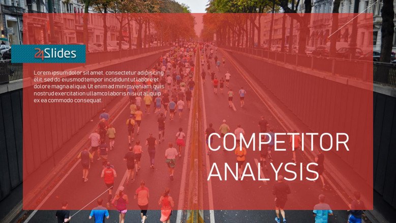 Competitor Analysis Title Slide with people running a marathon as background