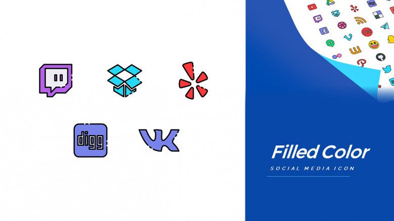 Color filled Social Media Icons
