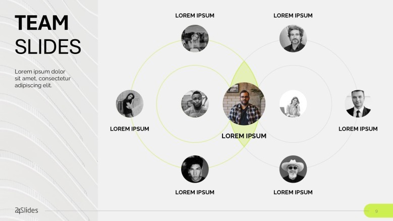 team slide presentation for profile presentation in diagram