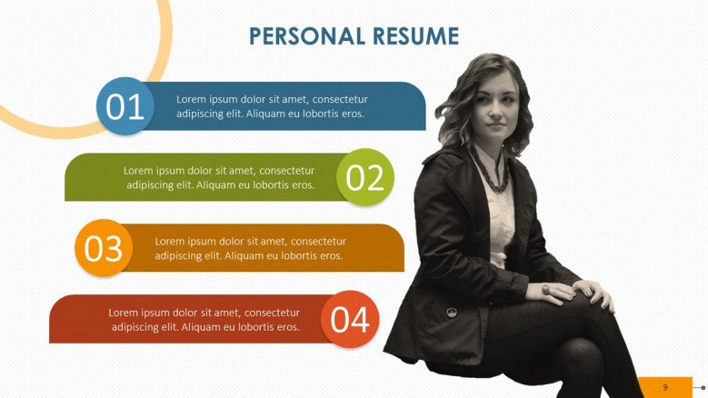 creative personal resume with four key points and picture