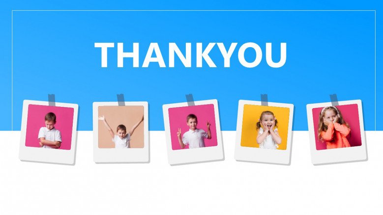 Thank you slide with polaroid photographs hanging