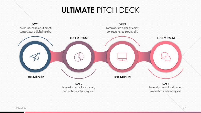 pitch deck in process chart with four steps