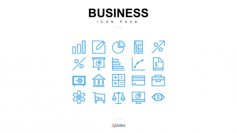Presentation icons for business use with blue color