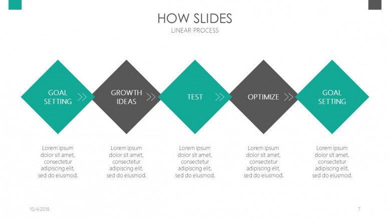 how slides in process chart with five steps