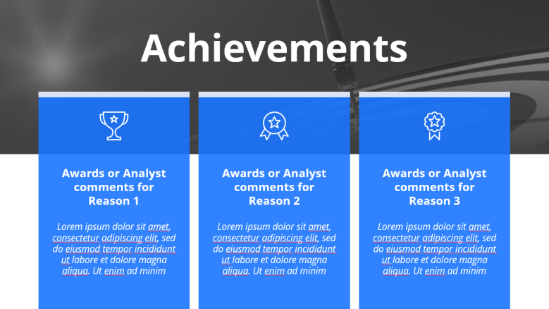 Achievements slide showcasing key accomplishments and milestones in the sales report presentation.