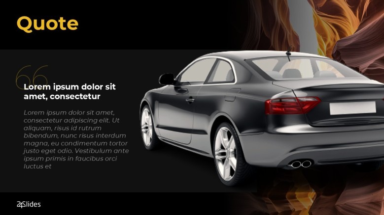Quote PowerPoint Slide with a gray car image