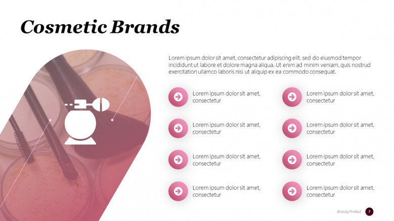 Top Beauty Brands PowerPoint Slide in creative style