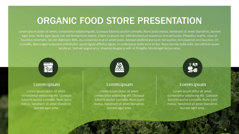 Organic Food Slide with cooking icons
