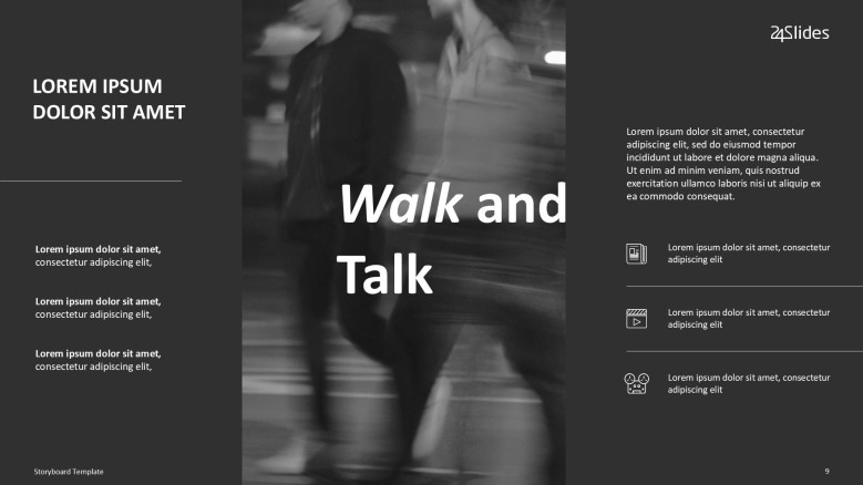 Creative Text Slide in black and white