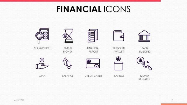 financial icons in black and white