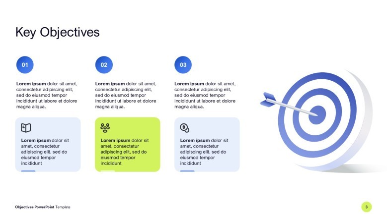 Three Key Objectives PowerPoint Template