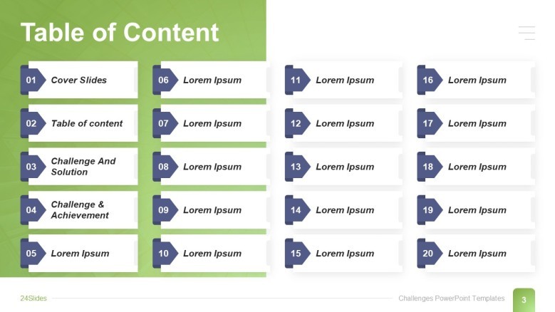 Table of Content PowerPoint Slide