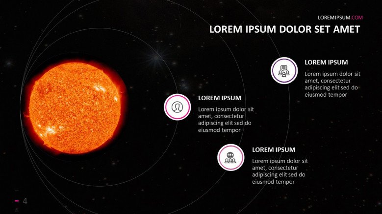 Solar Power System Slide with the image of the Sun and icons
