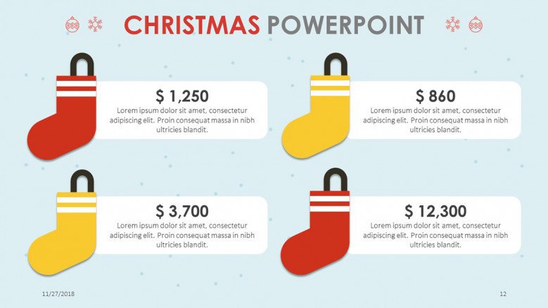 creative christmas theme budget comparison slide with illustration