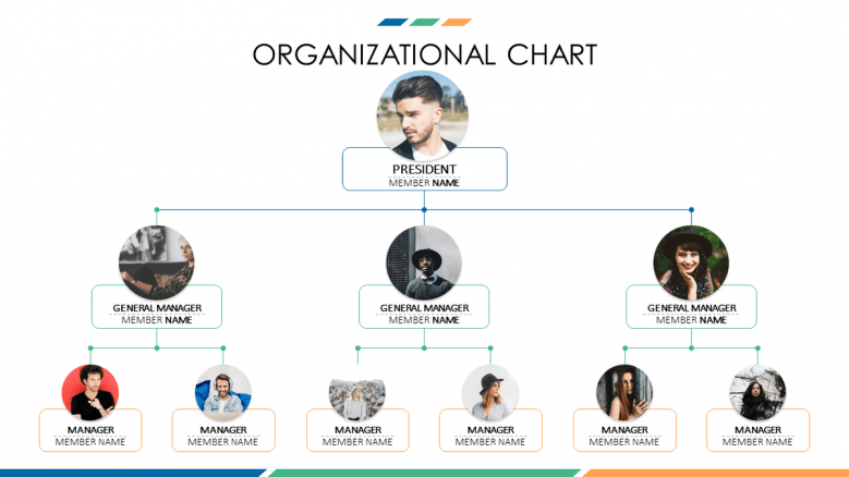 business presentation organizational chart with image