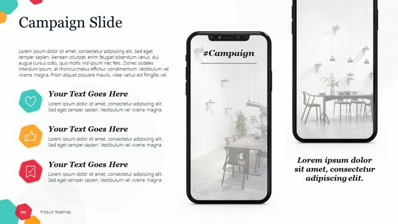 Product digital campaign slide with mobile phone screens