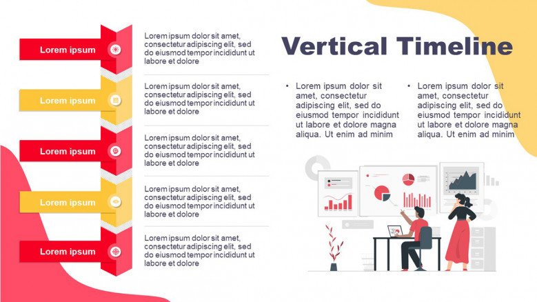 Vertical Project Timeline in red and yellow