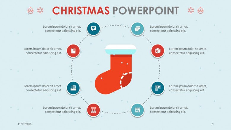 christmas slide cycle chart with santa's sock illustration