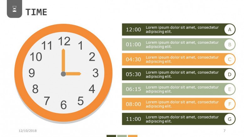 hourly segments in time presentation with seven points