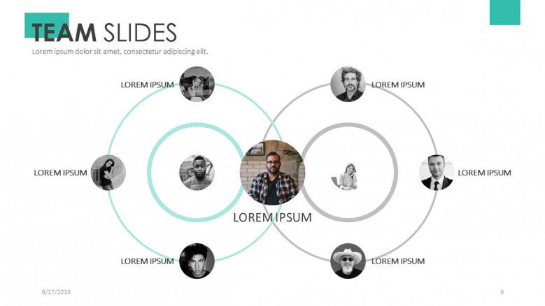 team slide presentation for profile presentation in diagram