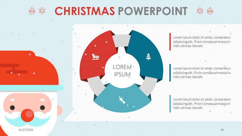 creative christmas slide with cycle chart and santa illustration