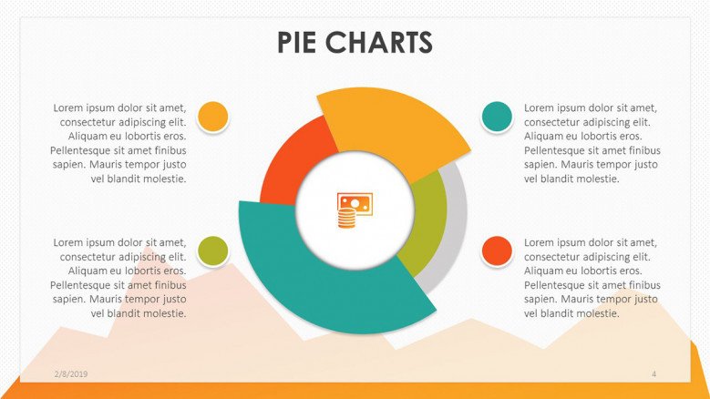 playful pie chart in four key points with description text