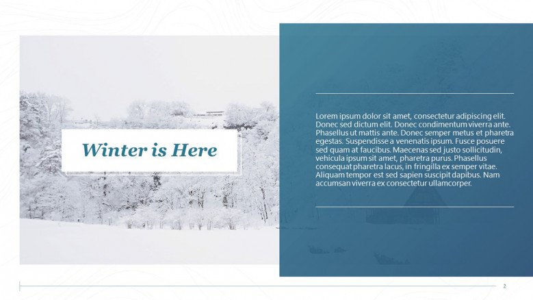 Text and image slide for a snow report