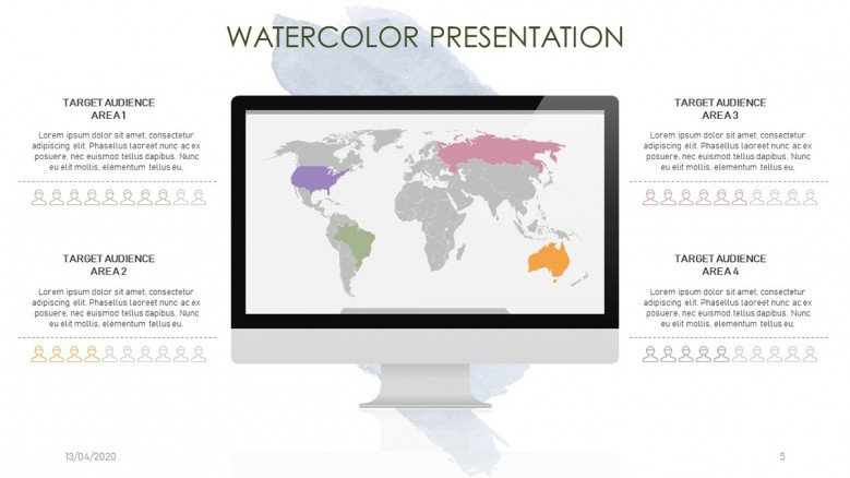 Watercolor world map slide