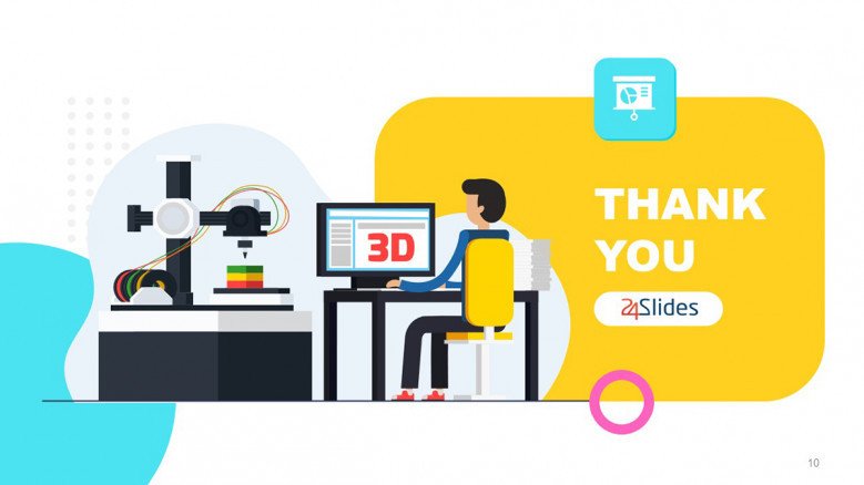 Playful Thank You Slide with 3D printing illustration