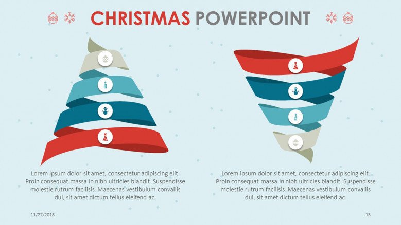 two funnel chart slide compared in christmas theme presentation