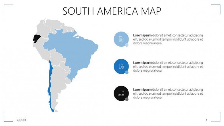 south america map overview slide in three key factors point