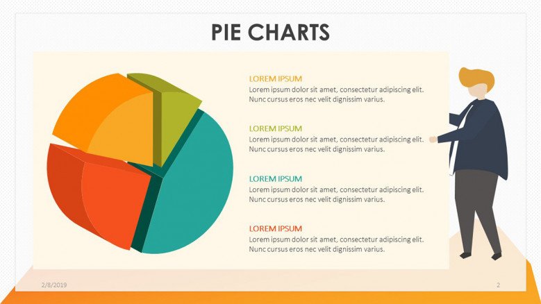 playful pie chart in four main key factors with illustration