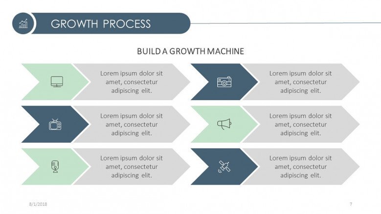 business growth strategy presentation build a growth machine slide in chart and icons