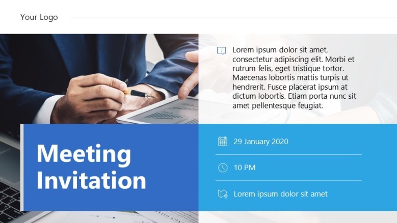 Blue meeting invitation template