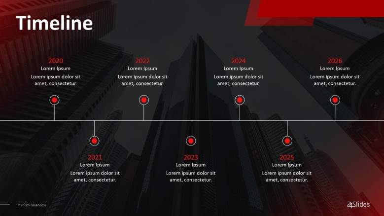 business timeline chart with text