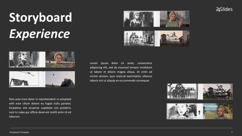 Storyboard Experience Slide in black and white