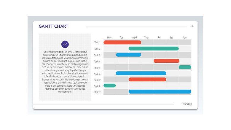 Text on the left hand side and gantt chart on the right hand side
