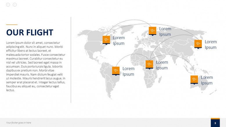 aviation industry flight information slide with world map