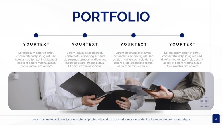 Dark-themed Portfolio Slide for a pitchbook presentation