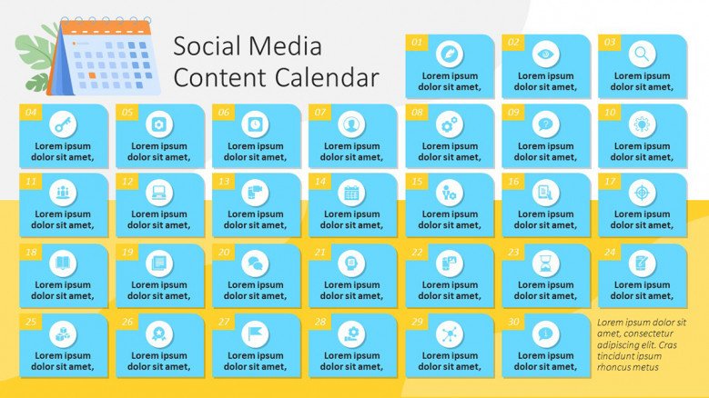 Social Media Content Calendar for presentations