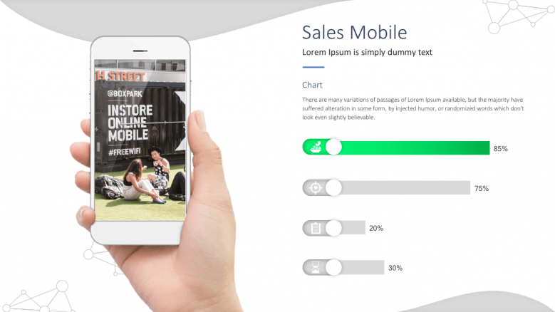 Sales mobile slide with chart