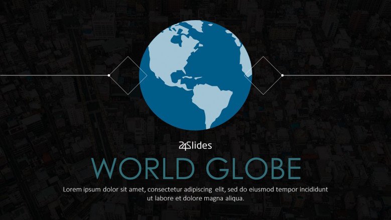 welcome slide for world globe presentation in corporate style