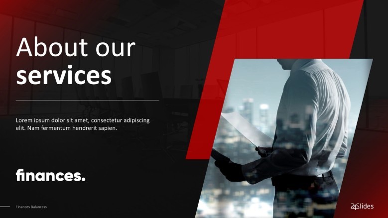 business service description slide with picture in creative style