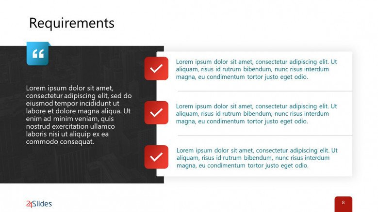 Event Requirements List in creative PowerPoint Slide