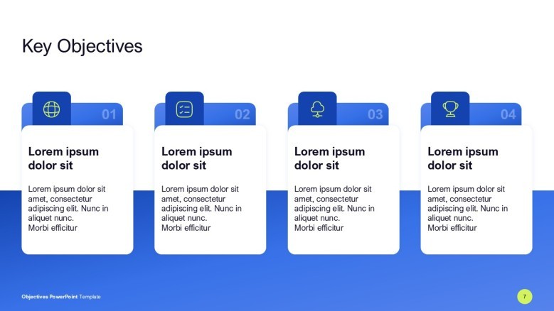4 key Objectives PowerPoint slide in creative style