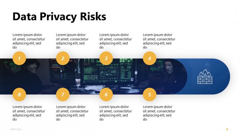 Data Privacy Risks PowerPoint Slide in creative style