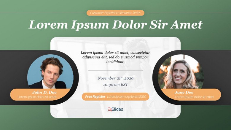 Creative Webinar Banner Template featuring two speakers