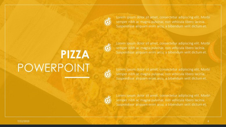 Four-points slide with a homemade pizza image as background